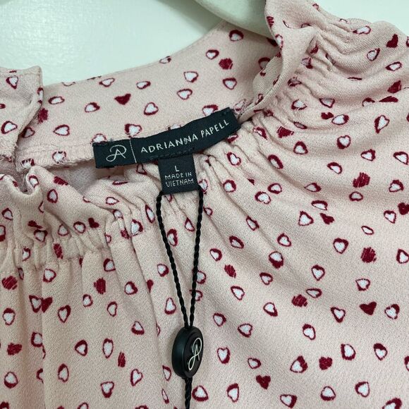 NWT Adrianna Papell Moss Crepe Ruffle Neck top size Large - Picture 3 of 7